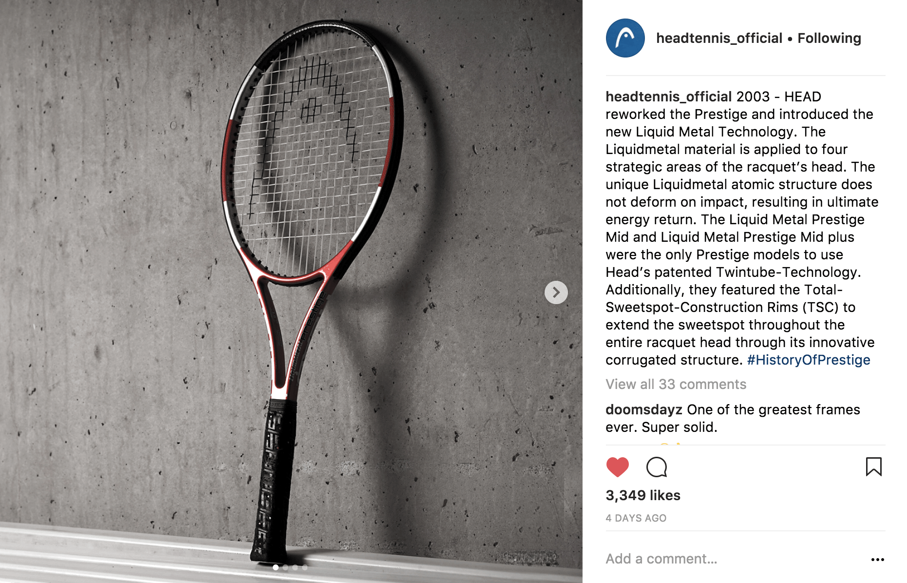 History of Prestige - HEAD Legendary Racquets - Tennisnerd.net