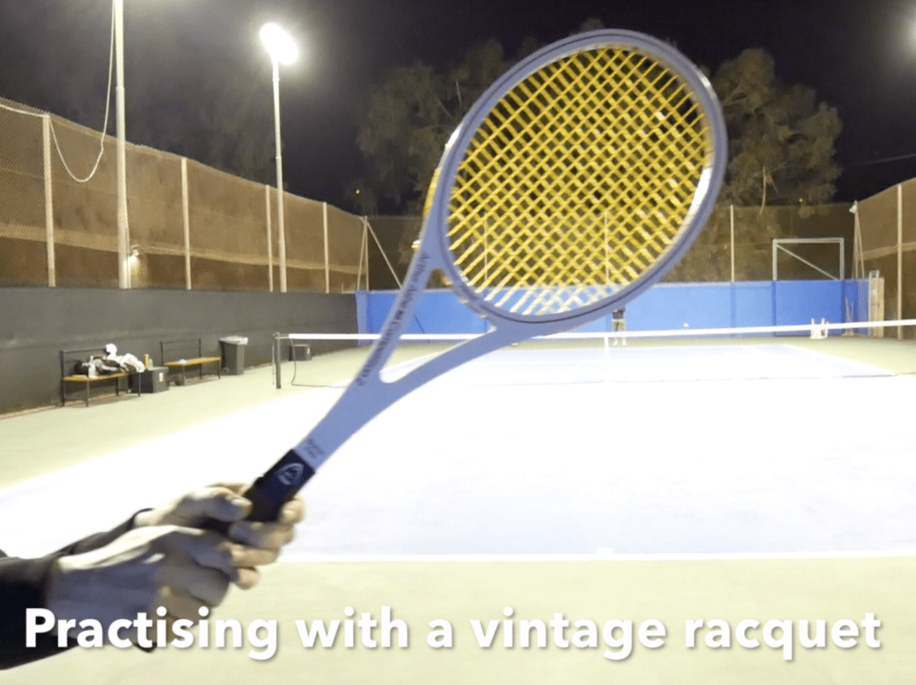 Playing with vintage tennis rackets - Arthur Ashe