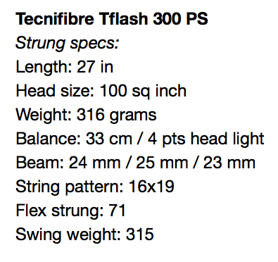 Tecnifibre Tflash 300 Powerstab Racquet Review - Specs Tecnifibre Tflash 300 Powerstab Racquet Review - Tennisnerd