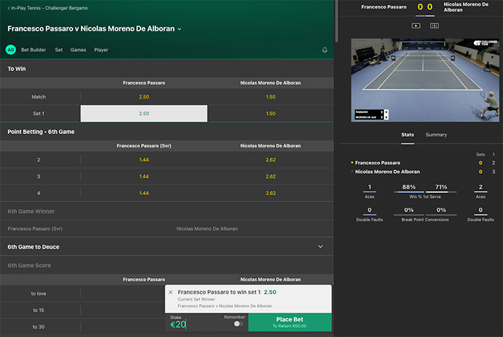 live tennis bet365