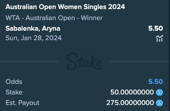 sabalenka australian open win bet